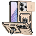 Capa de Proteção Anti-Impacto Tipo Armadura para Xiaomi Redmi Note 14 4G com Suporte Magnético para Carro e Anel para o Dedo.