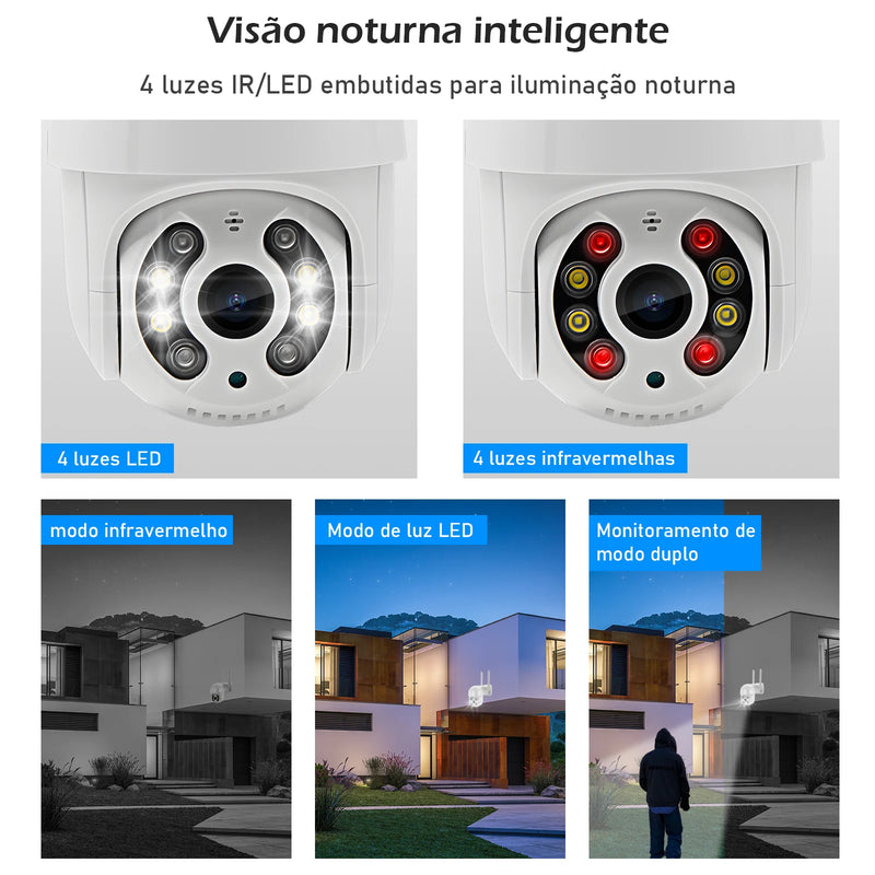 Câmera de Vigilância Wifi Icsee Preta – Câmera de Segurança – Monitor com Resolução 4K Ultra HD – Câmera de Segurança Wifi à Prova d'Água Eug