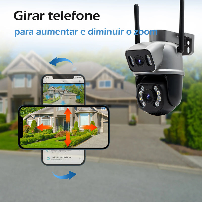 Câmera de Vigilância Wifi Icsee Preta – Câmera de Segurança – Monitor com Resolução 4K Ultra HD – Câmera de Segurança Wifi à Prova d'Água Eug