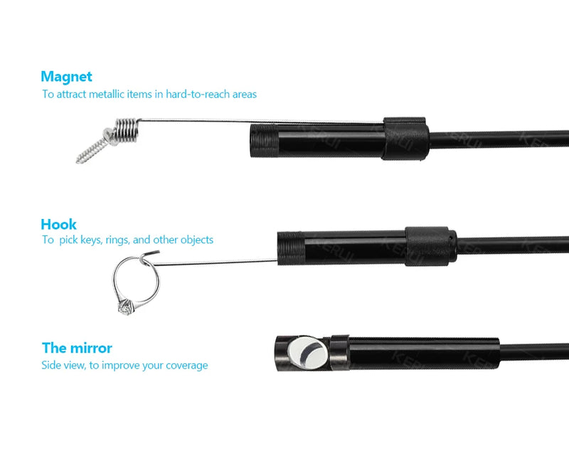 Câmera Endoscópica Android 7MM 3 em 1 Micro USB Tipo C Borescope Mini Câmera à Prova d'Água LED Inspeção de Carro Para HUAWEI XIAOMI PC
