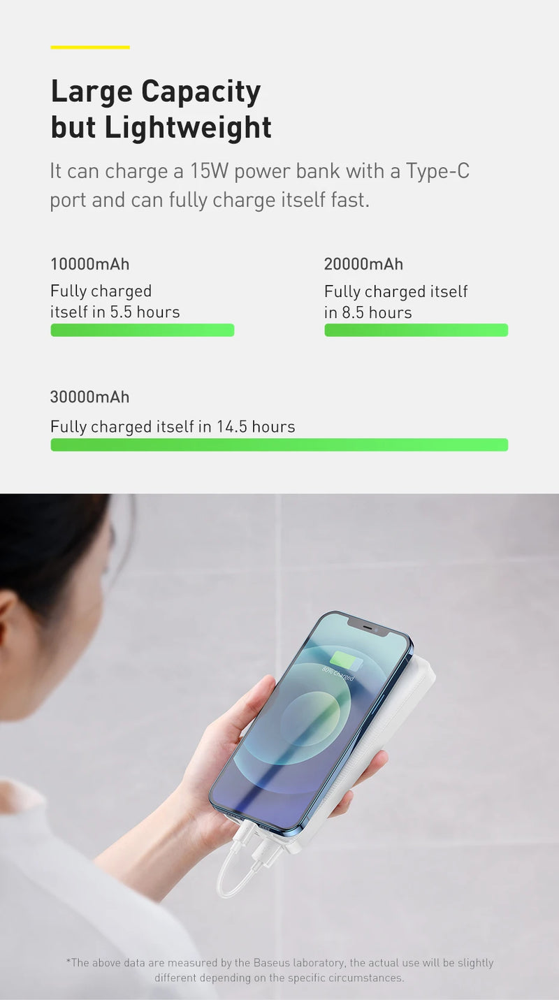 Carregador portátil  30000mAh, bateria externa com carregamento rápido, para POCO Xiaomi Mi