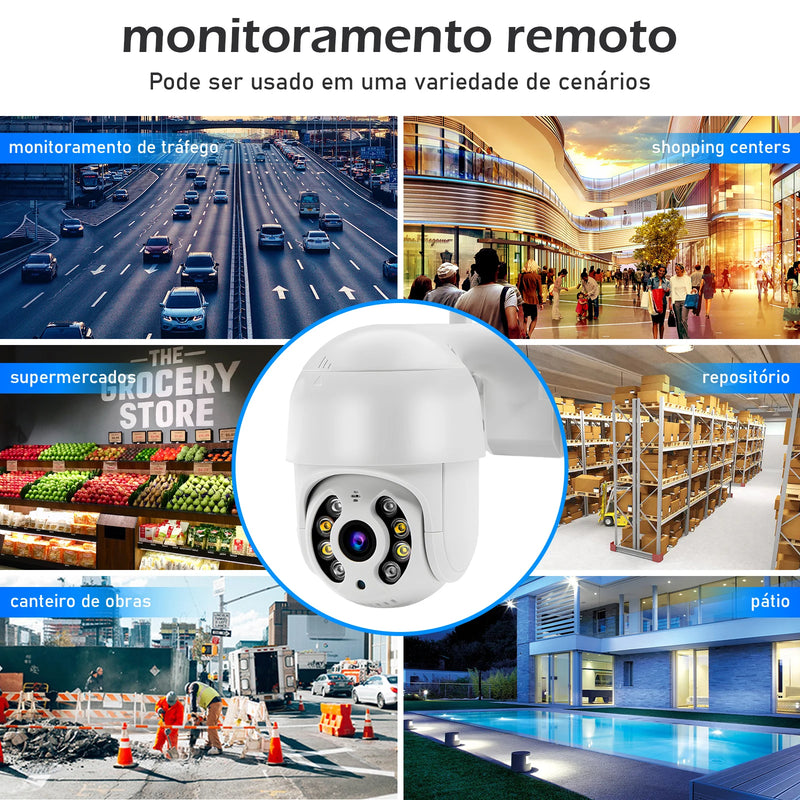 Câmera de Vigilância Wifi Icsee Preta – Câmera de Segurança – Monitor com Resolução 4K Ultra HD – Câmera de Segurança Wifi à Prova d'Água Eug