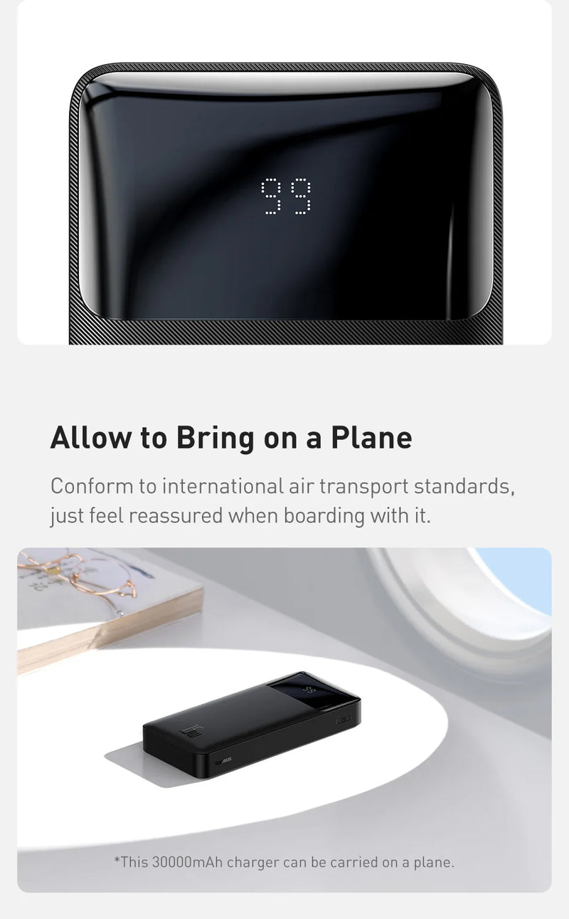 Carregador portátil  30000mAh, bateria externa com carregamento rápido, para POCO Xiaomi Mi
