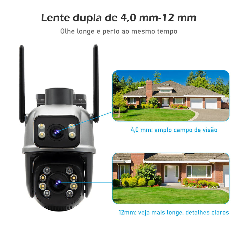 Câmera de Vigilância Wifi Icsee Preta – Câmera de Segurança – Monitor com Resolução 4K Ultra HD – Câmera de Segurança Wifi à Prova d'Água Eug