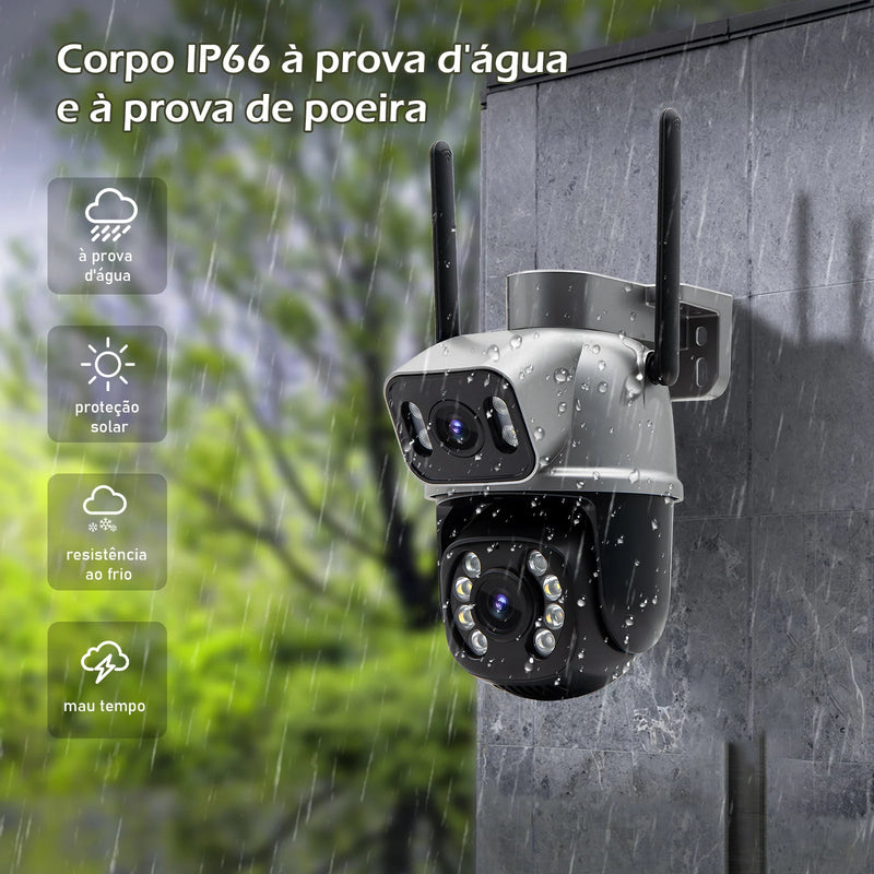 Câmera de Vigilância Wifi Icsee Preta – Câmera de Segurança – Monitor com Resolução 4K Ultra HD – Câmera de Segurança Wifi à Prova d'Água Eug