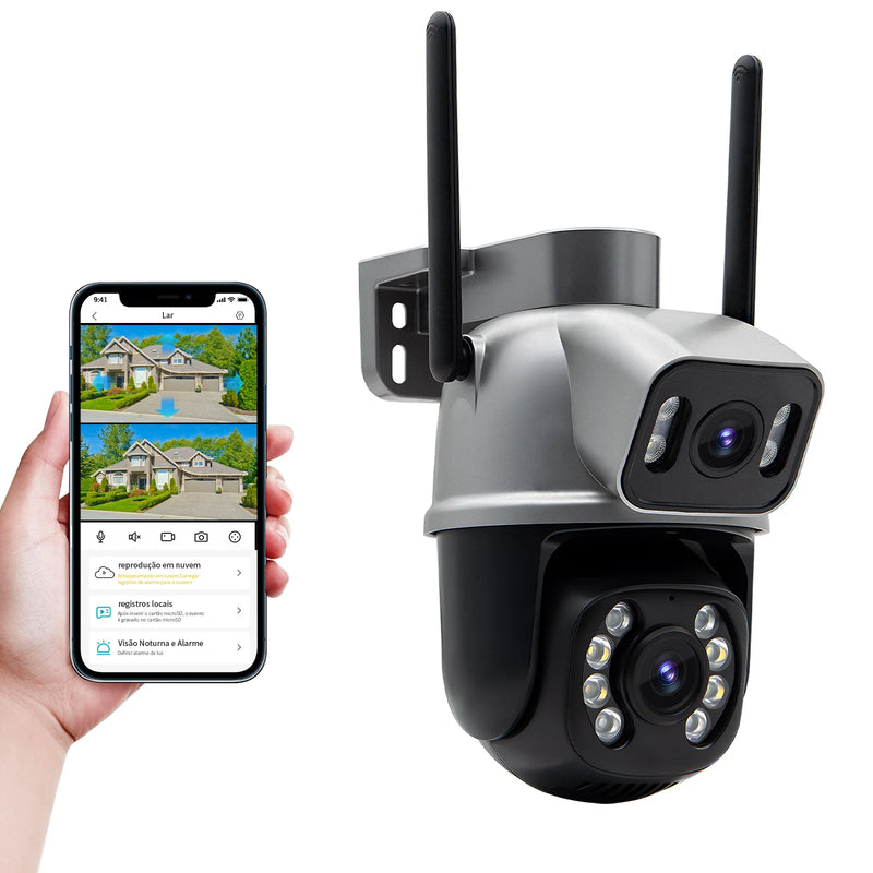 Câmera de Vigilância Wifi Icsee Preta – Câmera de Segurança – Monitor com Resolução 4K Ultra HD – Câmera de Segurança Wifi à Prova d'Água Eug