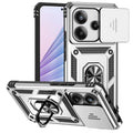 Capa de Proteção Anti-Impacto Tipo Armadura para Xiaomi Redmi Note 14 4G com Suporte Magnético para Carro e Anel para o Dedo.