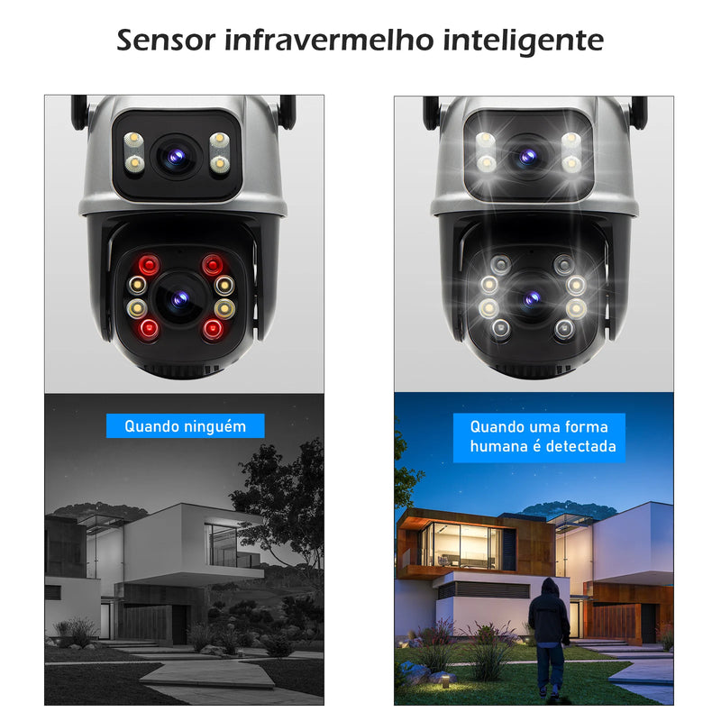 Câmera de Vigilância Wifi Icsee Preta – Câmera de Segurança – Monitor com Resolução 4K Ultra HD – Câmera de Segurança Wifi à Prova d'Água Eug