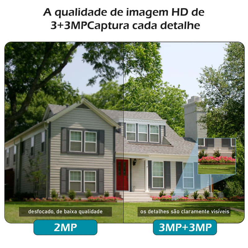 Câmera de Vigilância Wifi Icsee Preta – Câmera de Segurança – Monitor com Resolução 4K Ultra HD – Câmera de Segurança Wifi à Prova d'Água Eug