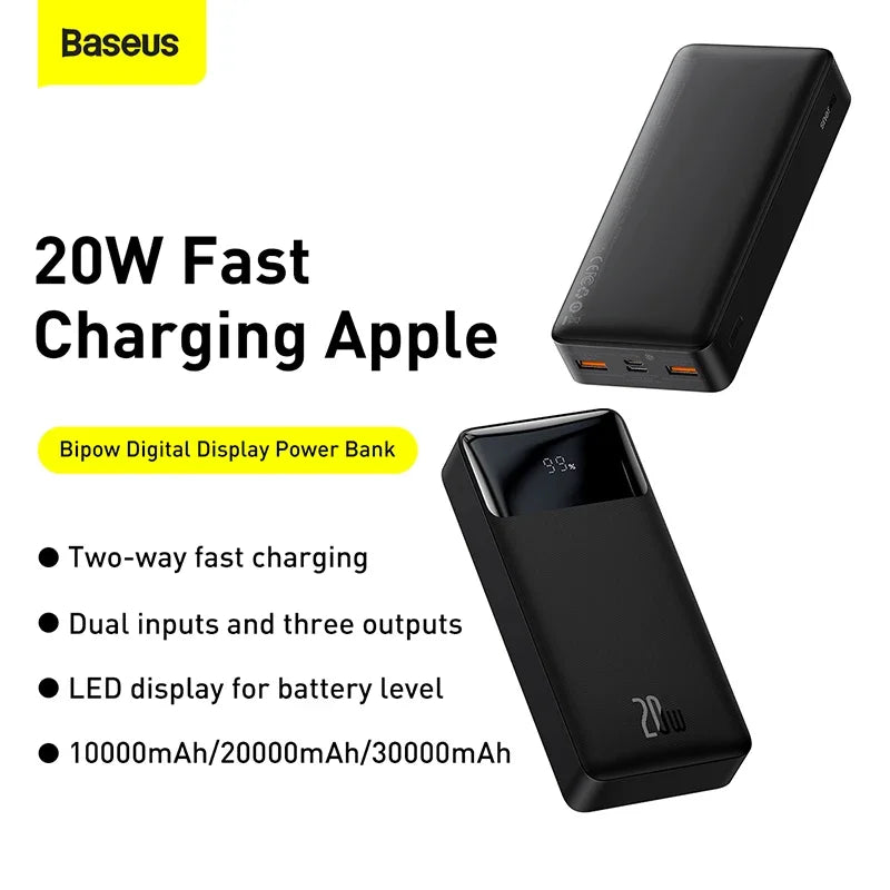 Carregador portátil  30000mAh, bateria externa com carregamento rápido, para POCO Xiaomi Mi