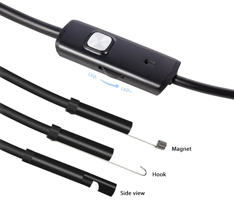 Câmera Endoscópica Android 7MM 3 em 1 Micro USB Tipo C Borescope Mini Câmera à Prova d'Água LED Inspeção de Carro Para HUAWEI XIAOMI PC
