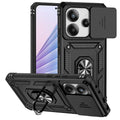 Capa de Proteção Anti-Impacto Tipo Armadura para Xiaomi Redmi Note 14 4G com Suporte Magnético para Carro e Anel para o Dedo.