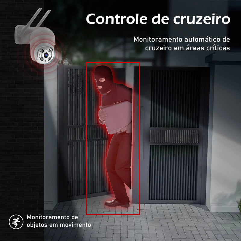 Câmera de Vigilância Wifi Icsee Preta – Câmera de Segurança – Monitor com Resolução 4K Ultra HD – Câmera de Segurança Wifi à Prova d'Água Eug