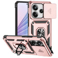 Capa de Proteção Anti-Impacto Tipo Armadura para Xiaomi Redmi Note 14 4G com Suporte Magnético para Carro e Anel para o Dedo.
