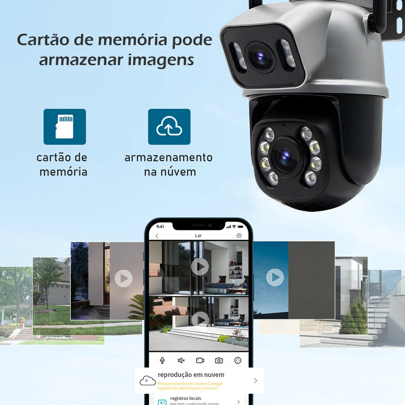 Câmera de Vigilância Wifi Icsee Preta – Câmera de Segurança – Monitor com Resolução 4K Ultra HD – Câmera de Segurança Wifi à Prova d'Água Eug